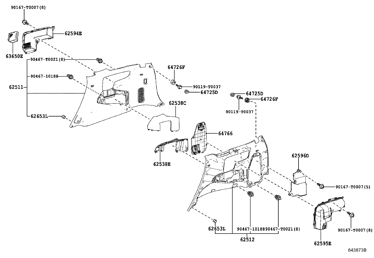 62331-0K110 WEATHERSTRIP, REAR DOOR OPENING TRIM, RH product image