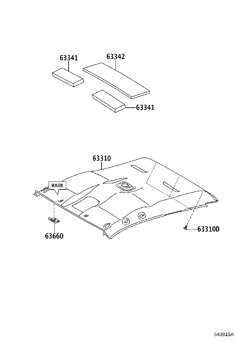 63310-0KA80-B0 HEADLINING ASSY, ROOF product image
