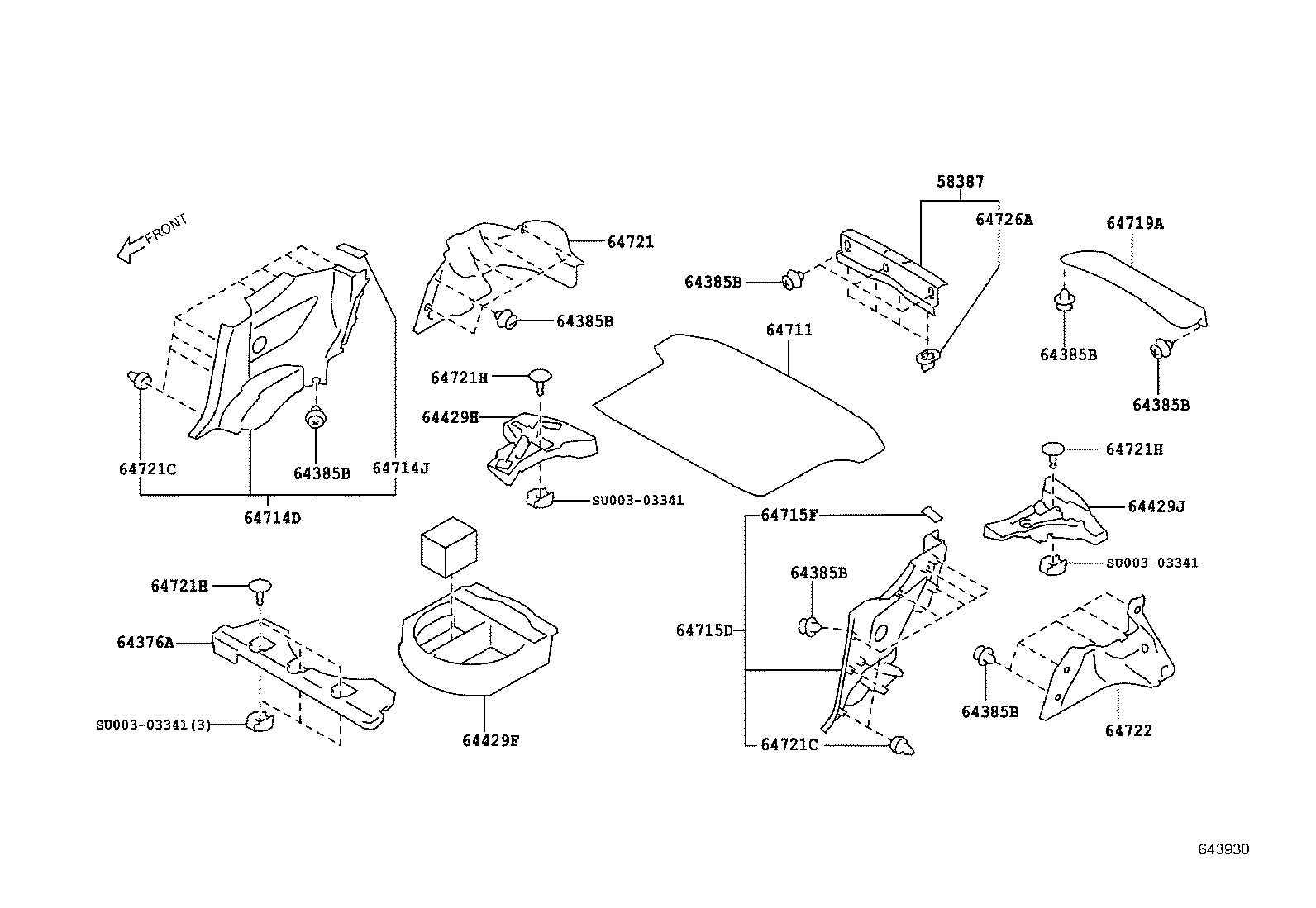 64722-18020 COVER, LUGGAGE COMPARTMENT TRIM, INNER LH product image