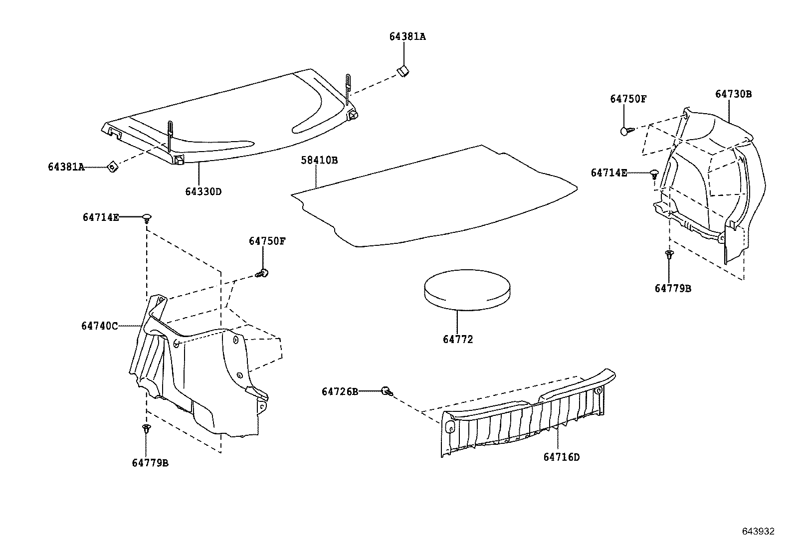 64772-0D080 PAD, SPARE WHEEL COVER product image