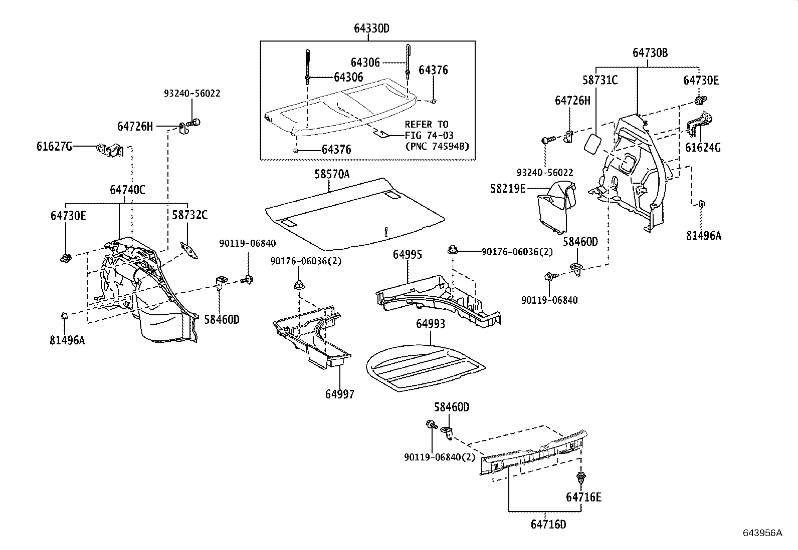 58337-12040 BRACKET, DECK SIDE TRIM UPPER, RH product image