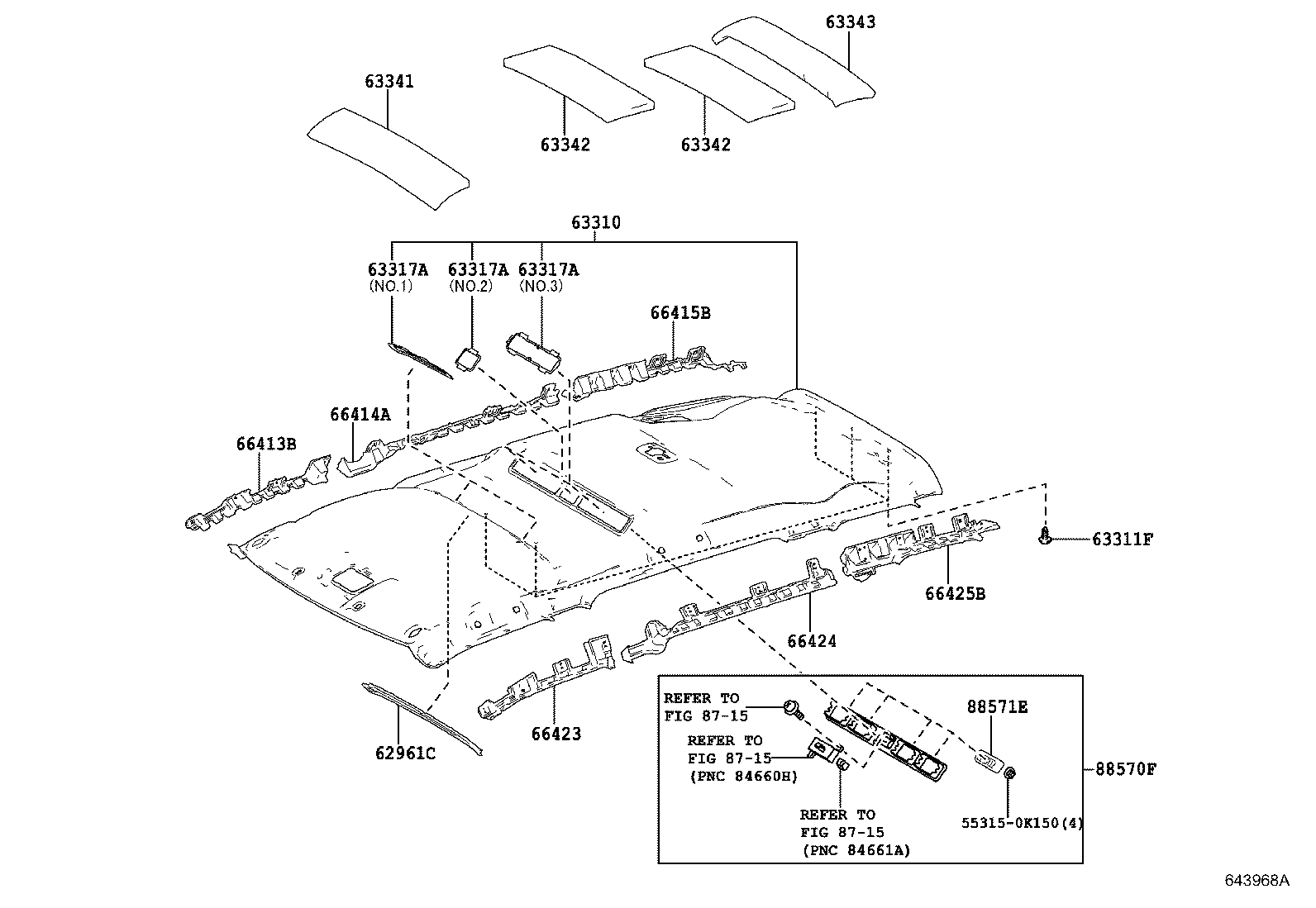 63317-0D080 RETAINER, ROOF HEADLINING product image