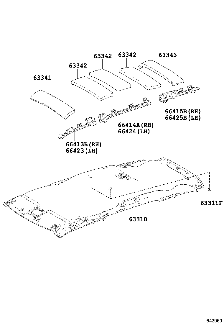 63317-0D080 RETAINER, ROOF HEADLINING product image