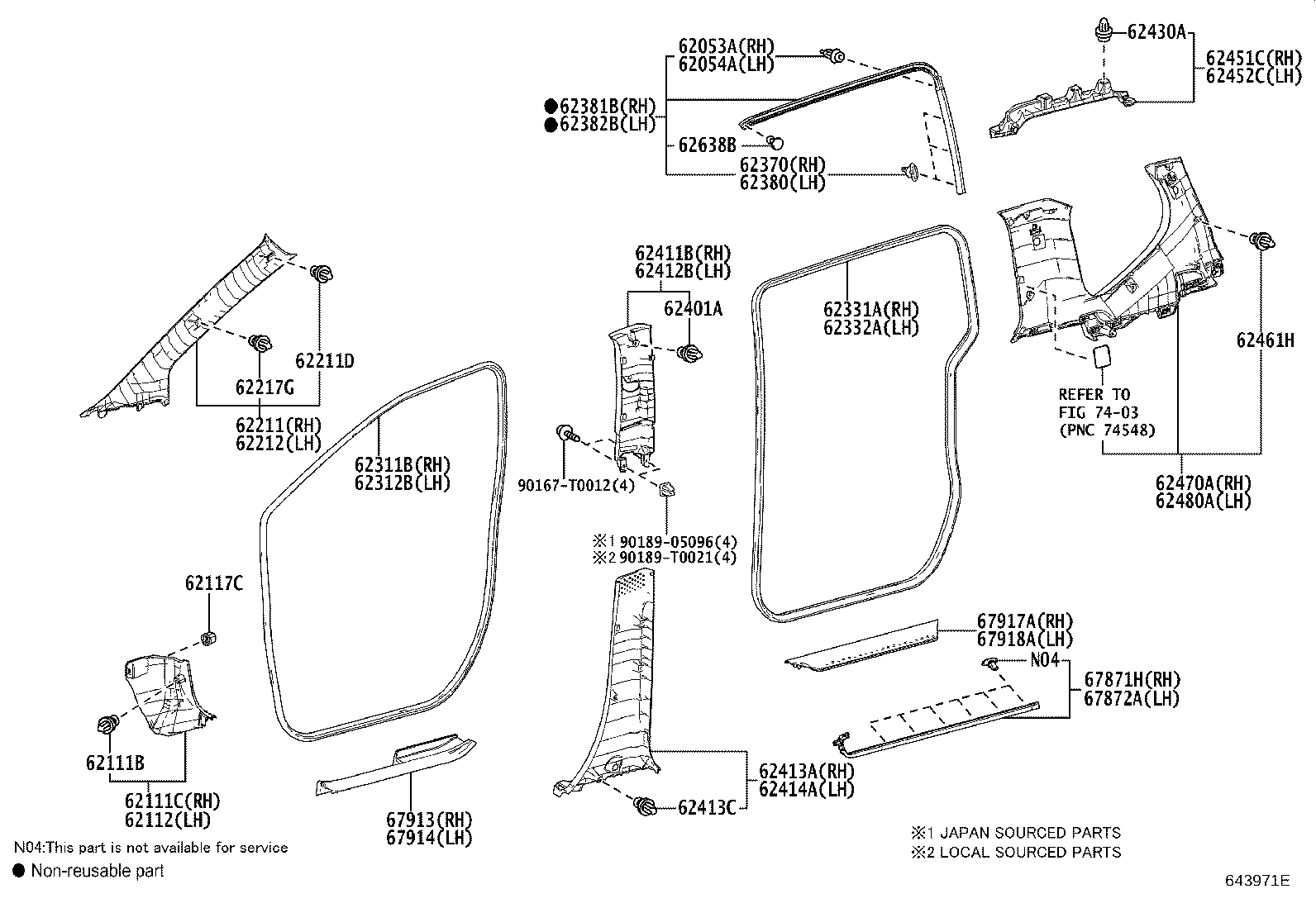 62332-0D300 WEATHERSTRIP, REAR DOOR OPENING TRIM, LH product image