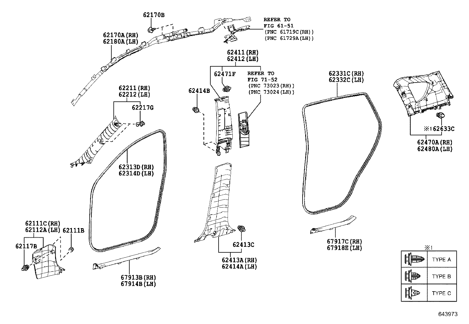 62311-0R040 TRIM, FRONT DOOR OPENING, RH product image