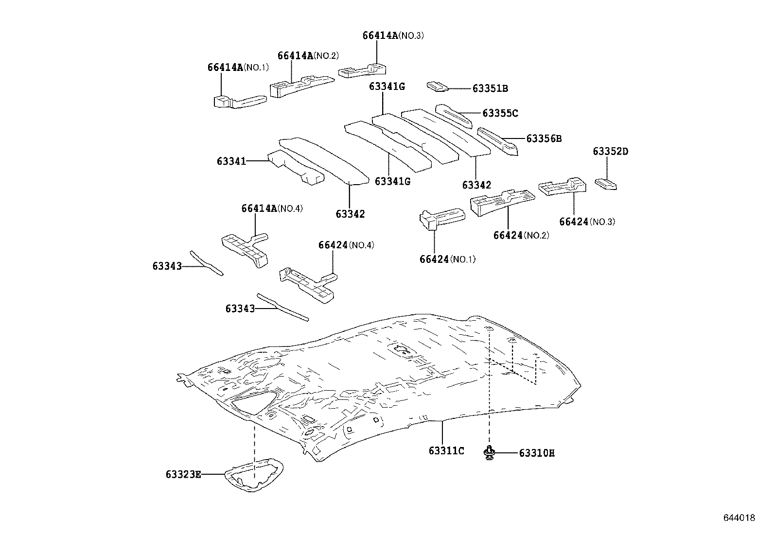 63352-F4010 PAD, ROOF HEADLINING, NO.2 product image