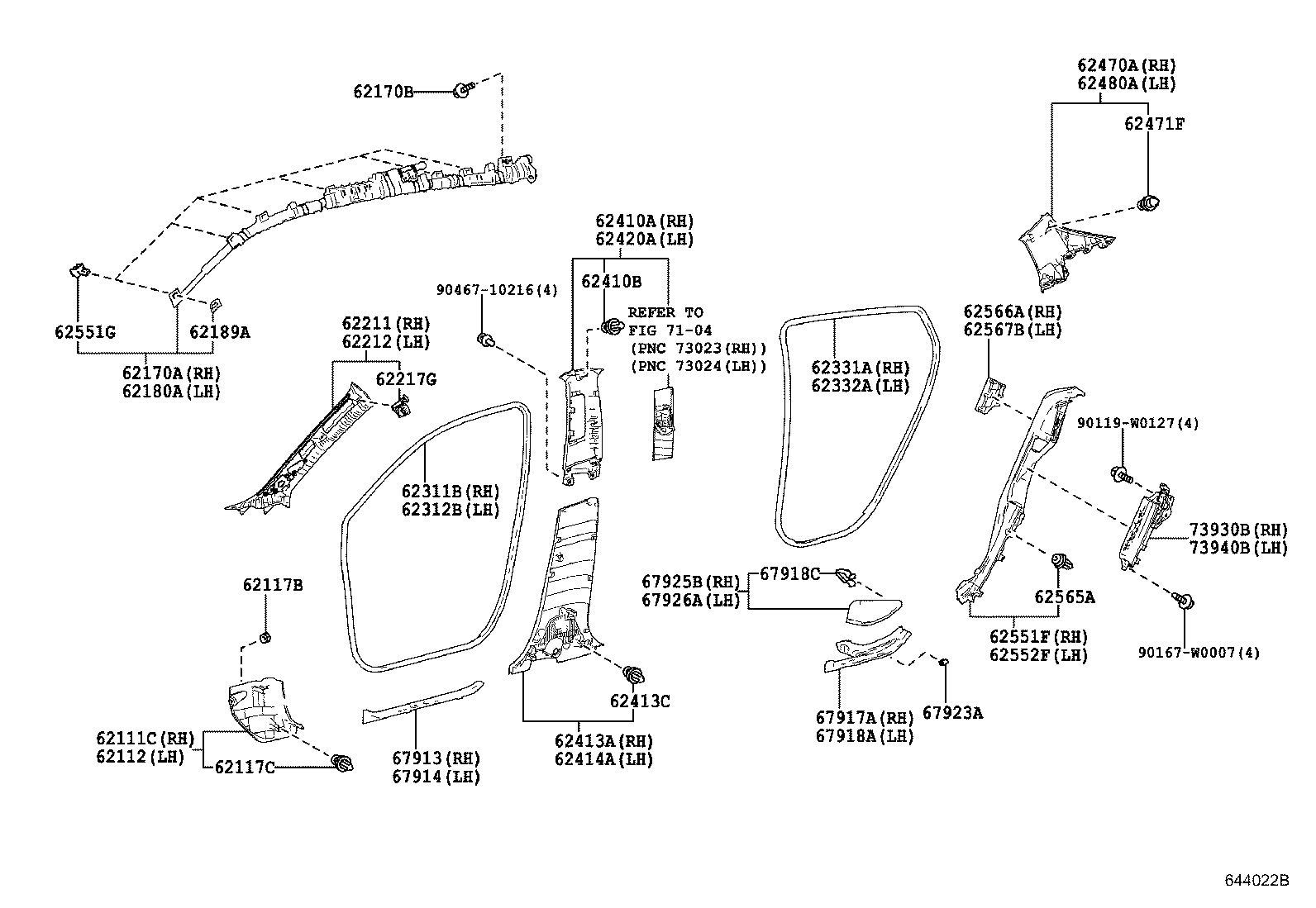 Toyota 62414-F4020-C1 GARNISH, CENTER PILLAR, LOWER LH