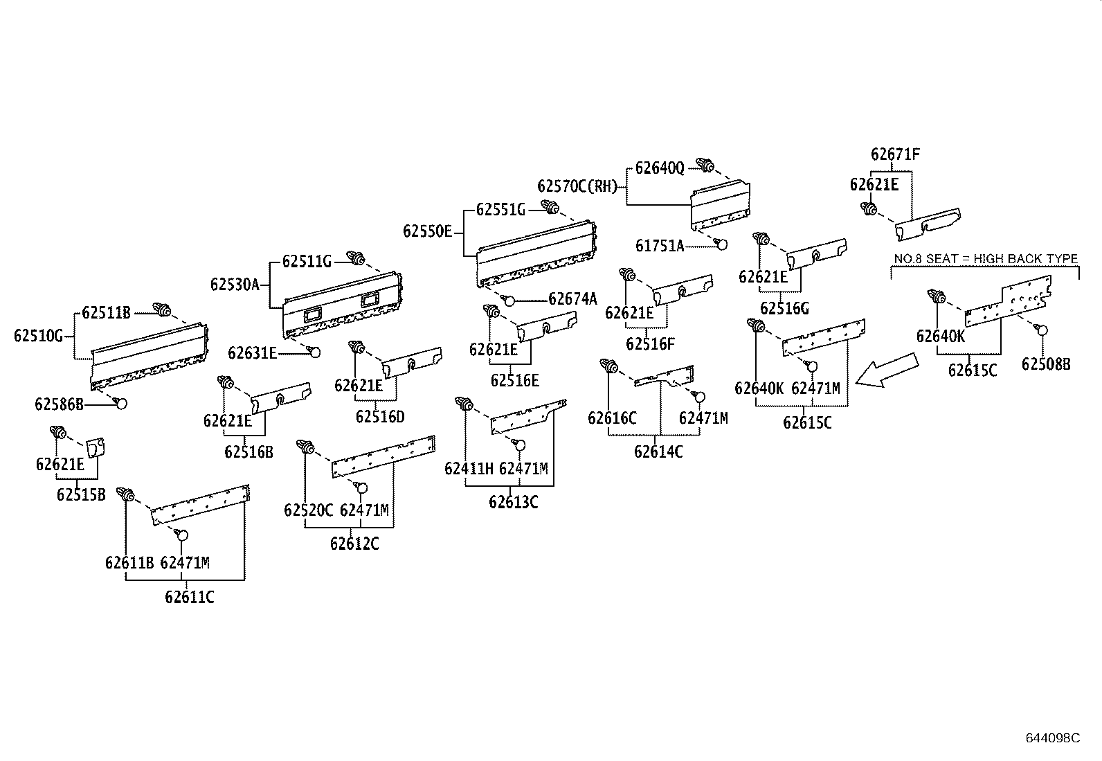 61655-36040 BRACKET, DECK SIDE TRIM LOWER, NO.3 product image