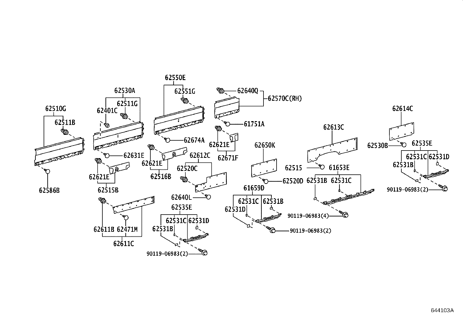 61653-36040 BRACKET, DECK SIDE TRIM, RH product image