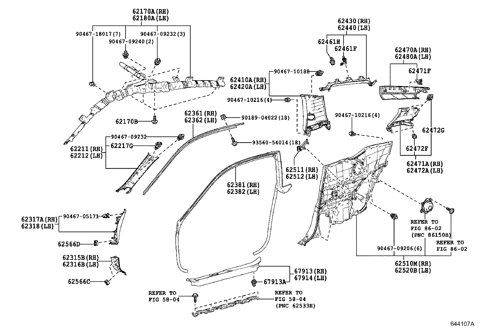 Toyota 62210-11020-C6 GARNISH, FRONT PILLAR, RH