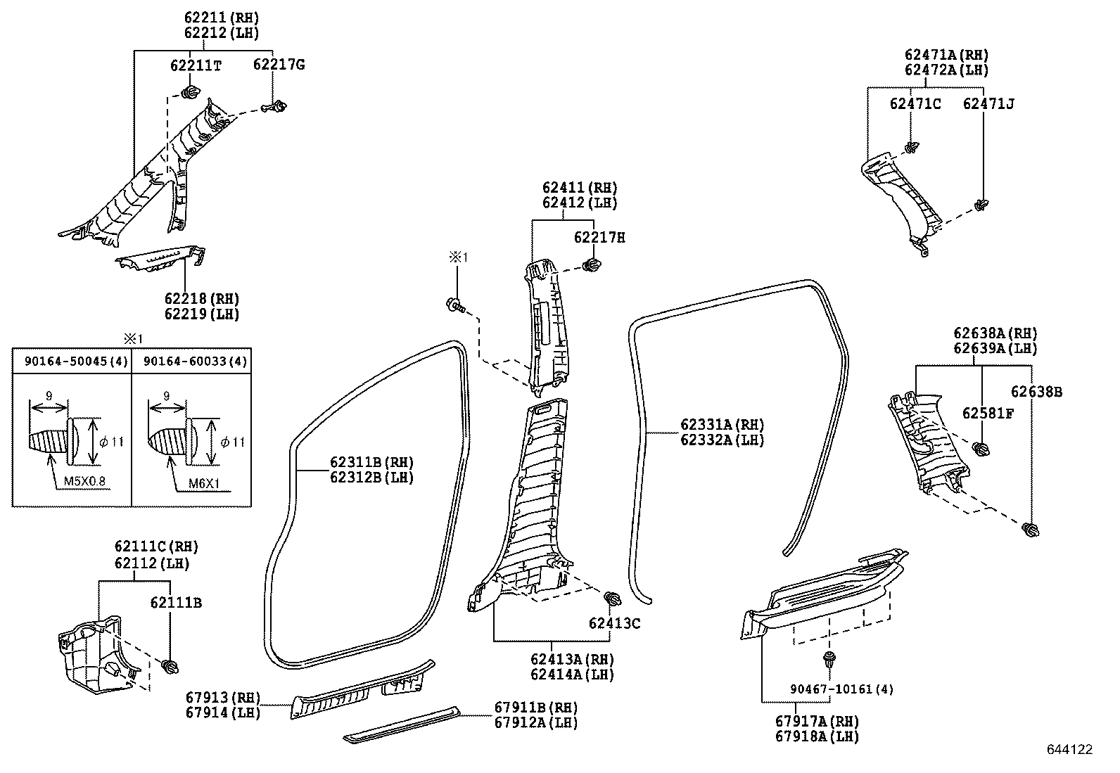 62332-0M020-B0 WEATHERSTRIP, REAR DOOR OPENING TRIM, LH product image