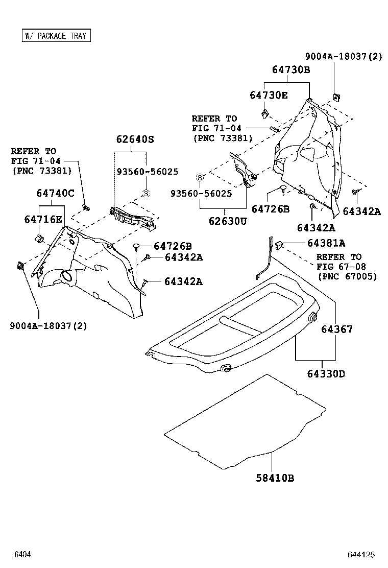 64367-BZ010 SUSPENDER, PACKAGE TRAY TRIM product image