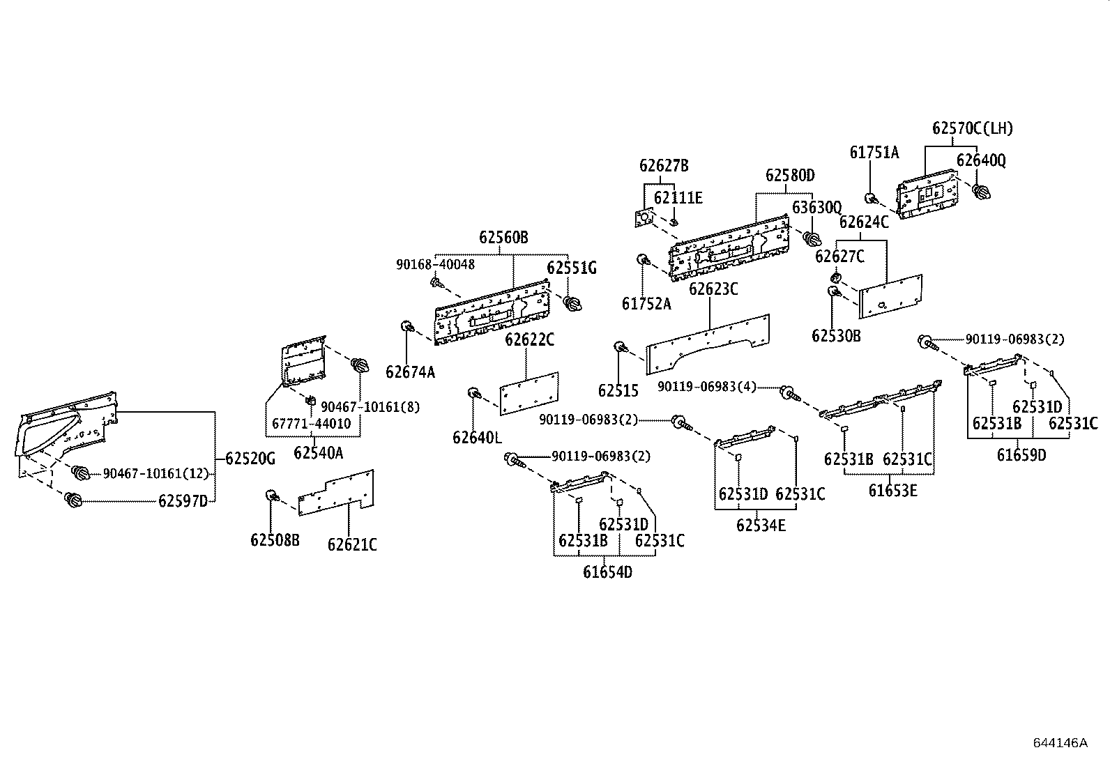 61653-36040 BRACKET, DECK SIDE TRIM, RH product image