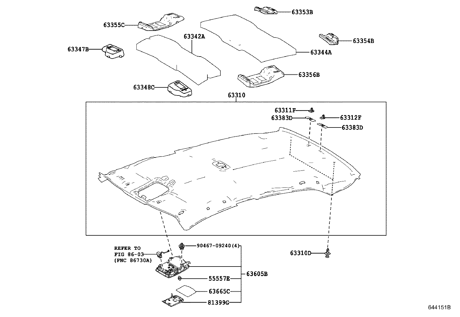 Toyota 63310-33820-B0 HEADLINING ASSY, ROOF