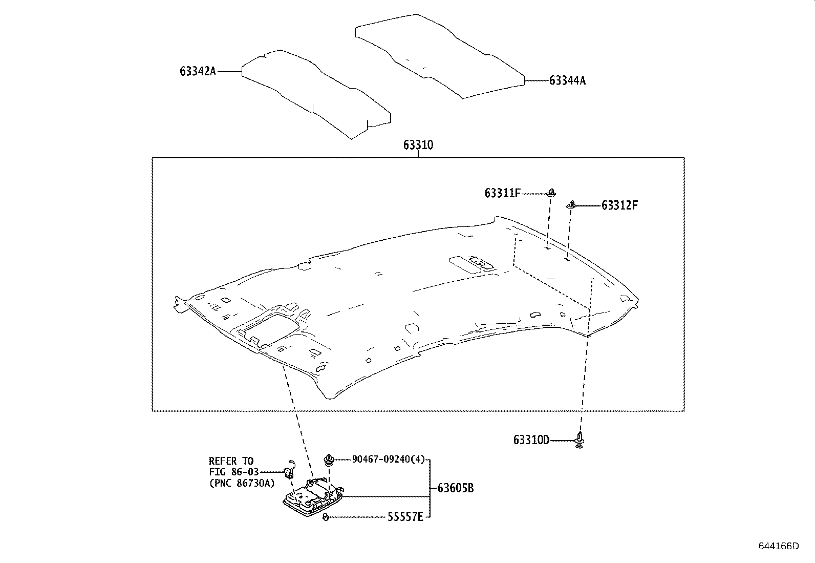 Toyota 63306-06110-B0 TRIM SUB-ASSY, SUNSHADE