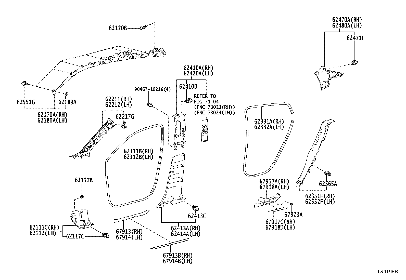 Toyota 62210-F4030-C1 GARNISH, FRONT PILLAR, RH