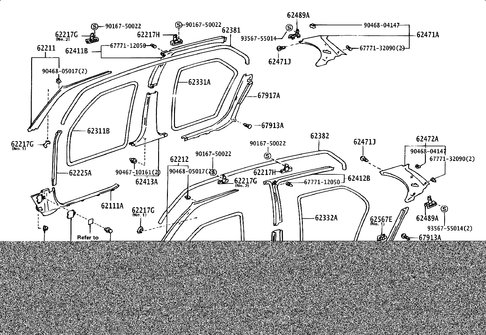 62332-12010 WEATHERSTRIP, REAR DOOR OPENING TRIM, LH product image