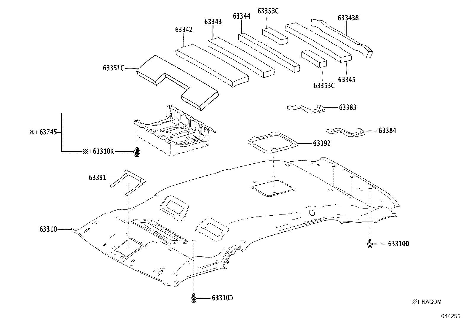 63310-15070-B0 HEADLINING ASSY, ROOF product image