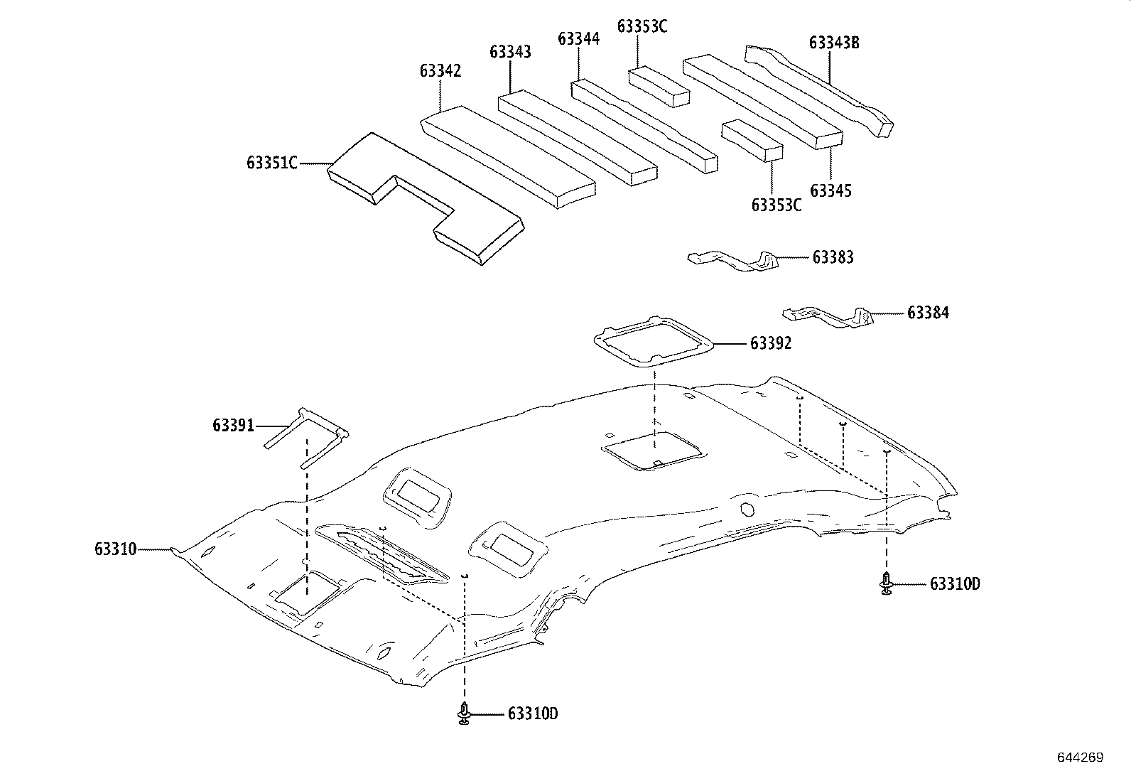 63341-15030 PAD, ROOF SILENCER, REAR product image