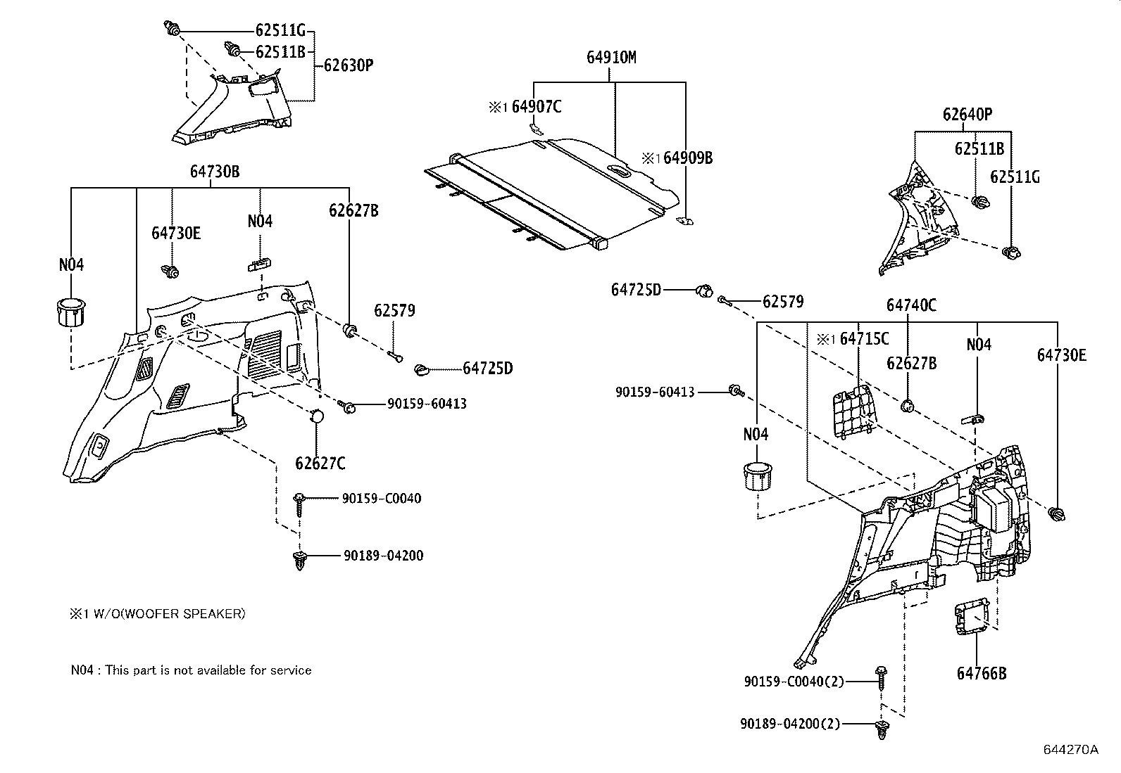 62170-0G030 AIR BAG ASSY, CURTAIN SHIELD, RH product image