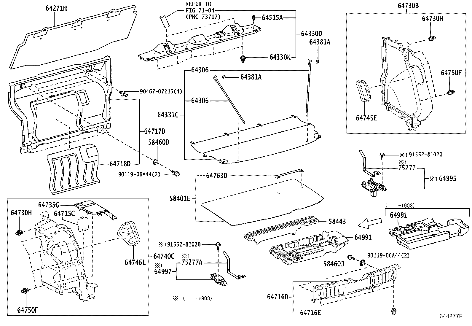 64306-15010 SUSPENDER SUB-ASSY, PACKAGE TRAY TRIM product image