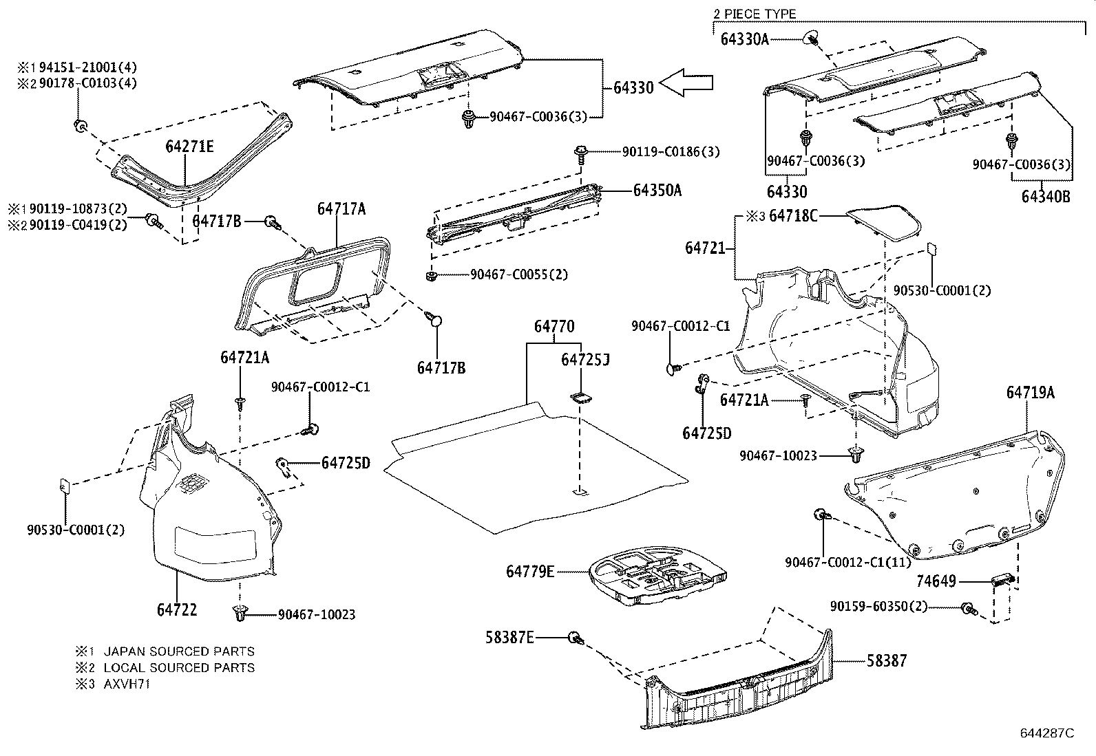 64779-06200 TRAY, SPARE WHEEL COVER product image