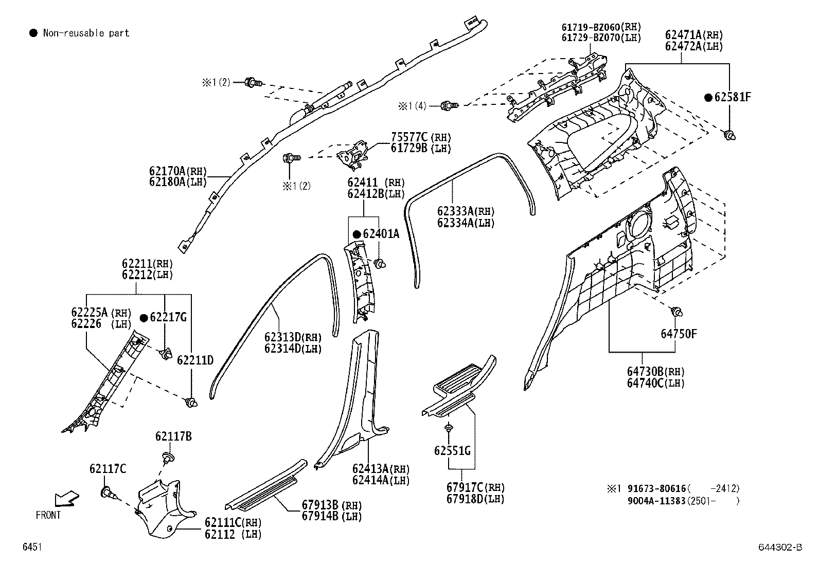 62170-B0010 AIR BAG ASSY, CURTAIN SHIELD, RH product image
