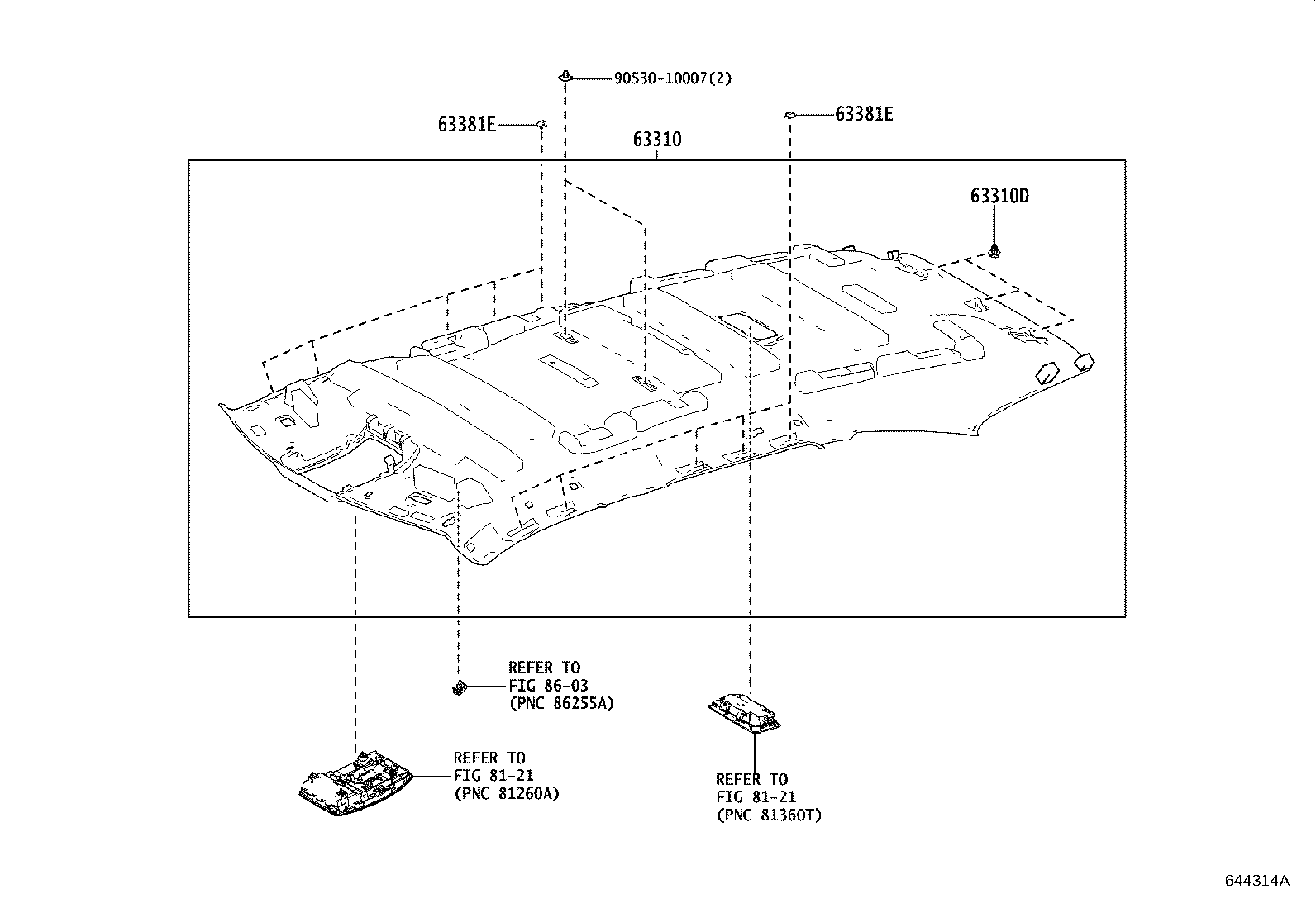 Toyota 63310-48620-B0 HEADLINING ASSY, ROOF