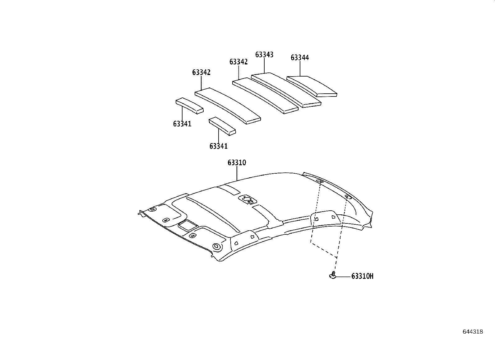 63351-0D080 PAD, ROOF HEADLINING product image