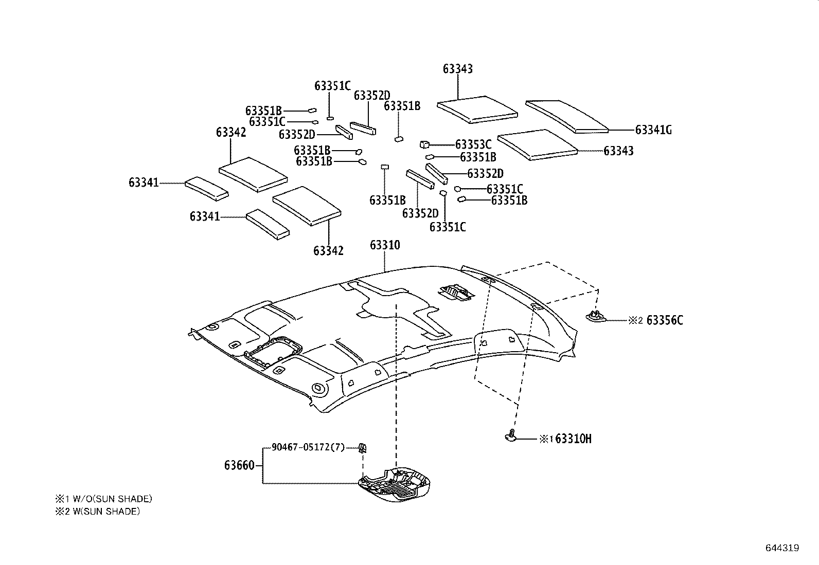 63351-0D080 PAD, ROOF HEADLINING product image