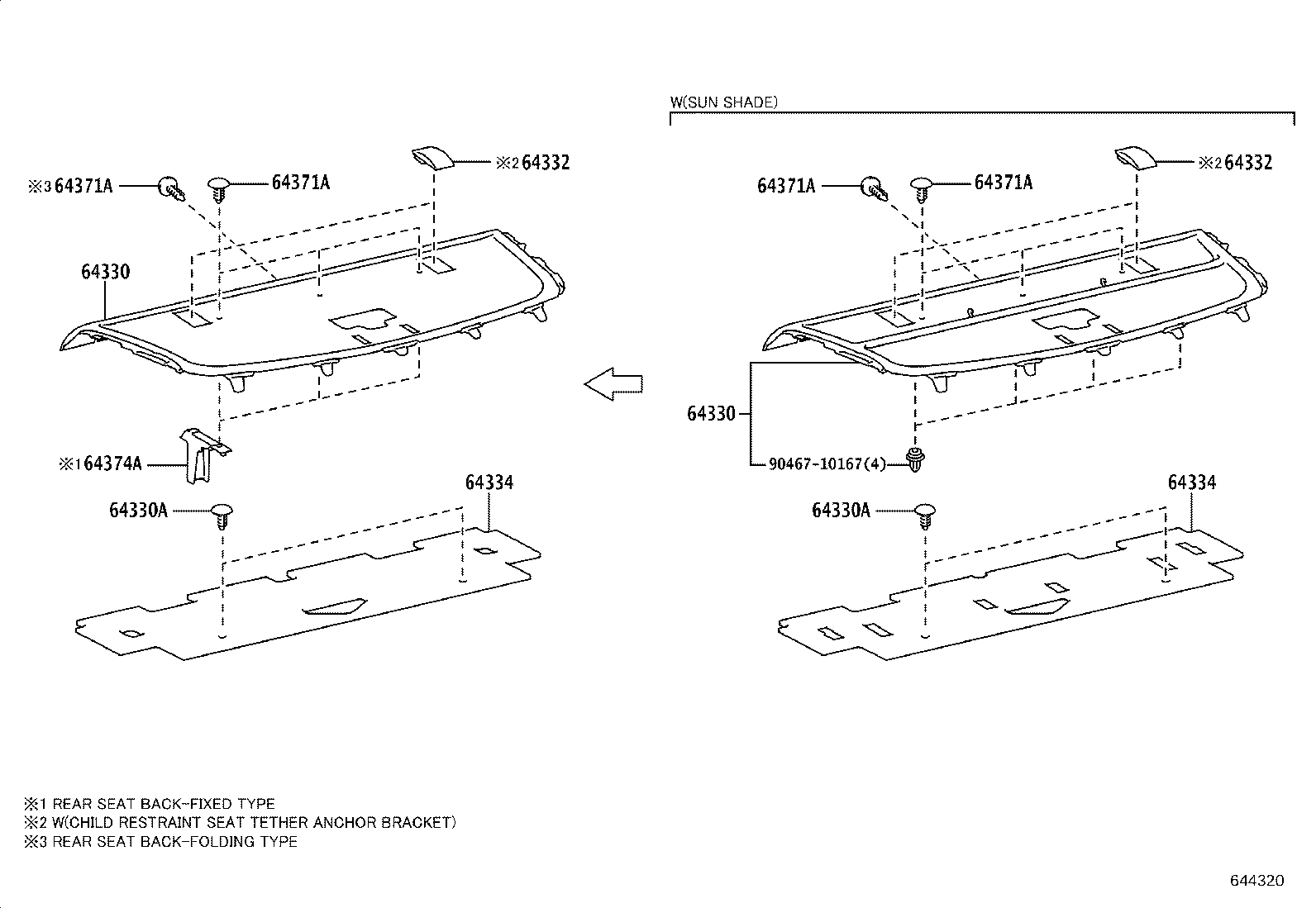 64374-0D030 SUPPORT, PACKAGE TRAY TRIM product image
