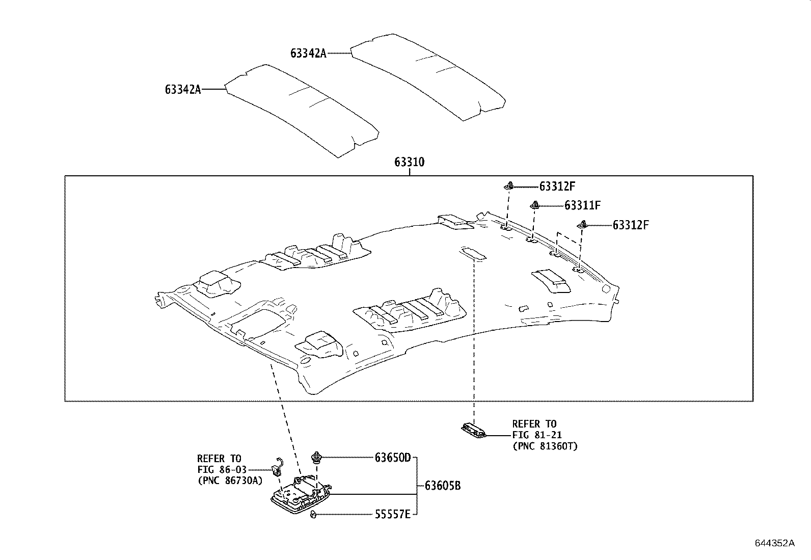Toyota 63310-07250-B0 HEADLINING ASSY, ROOF
