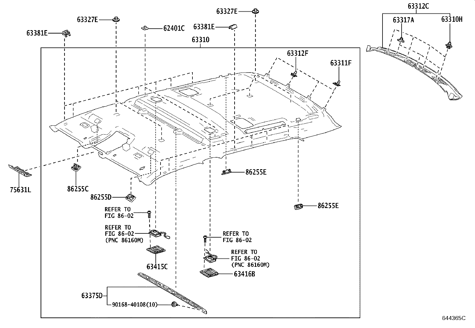 63375-40010-B0 MOULDING, ROOF HEADLINING product image