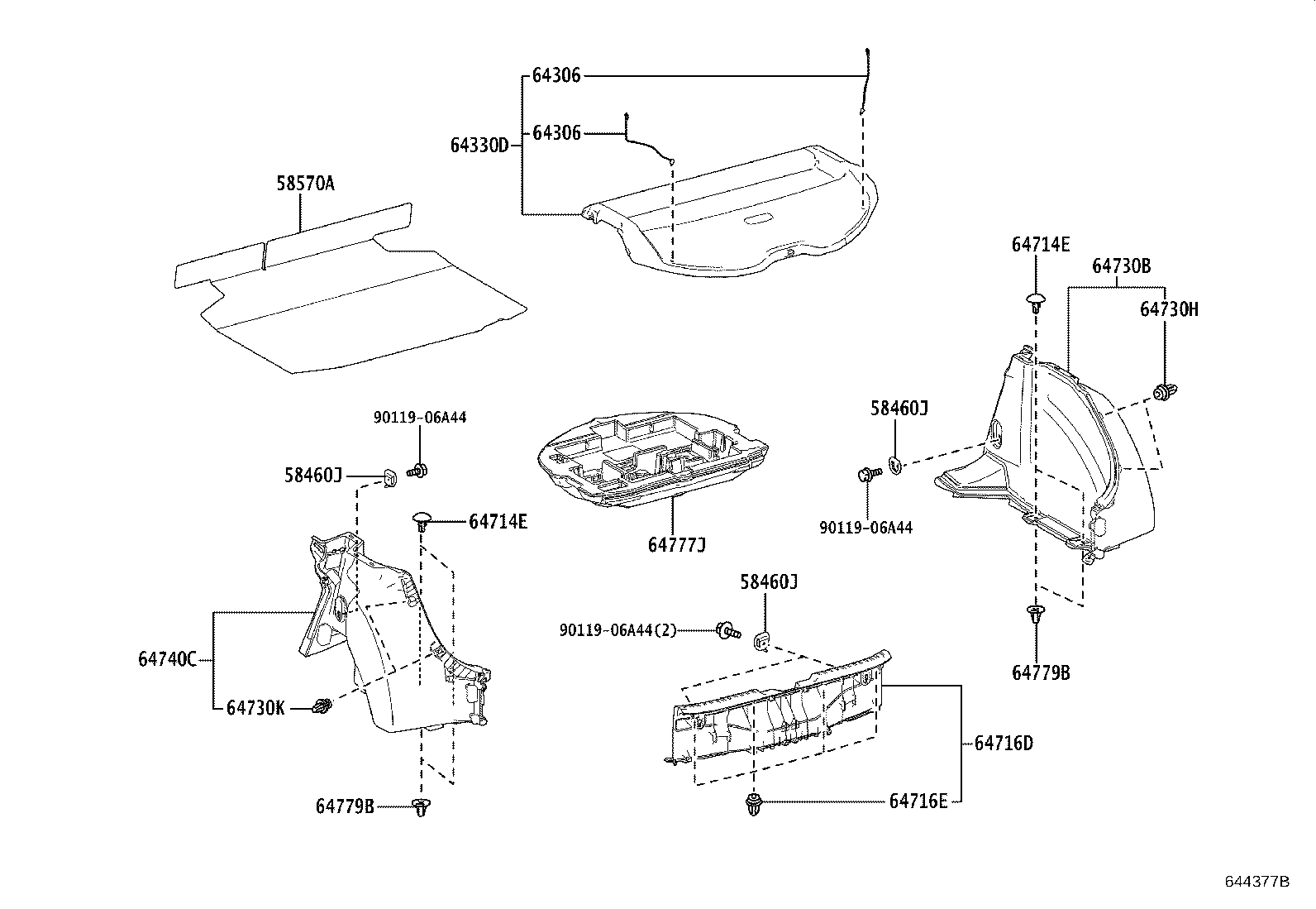 58331-12110 BRACKET, LUGGAGE COMPARTMENT TRIM, NO.1 product image