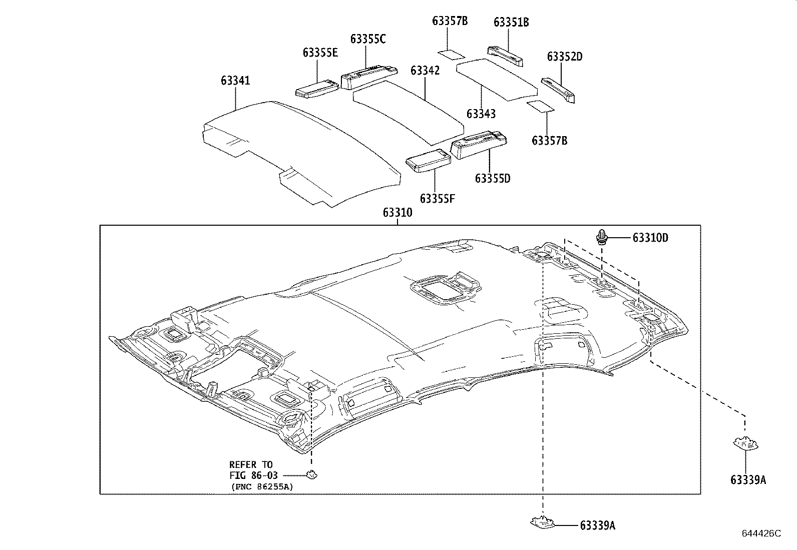 Toyota 63306-76040-C1 TRIM SUB-ASSY, SUNSHADE