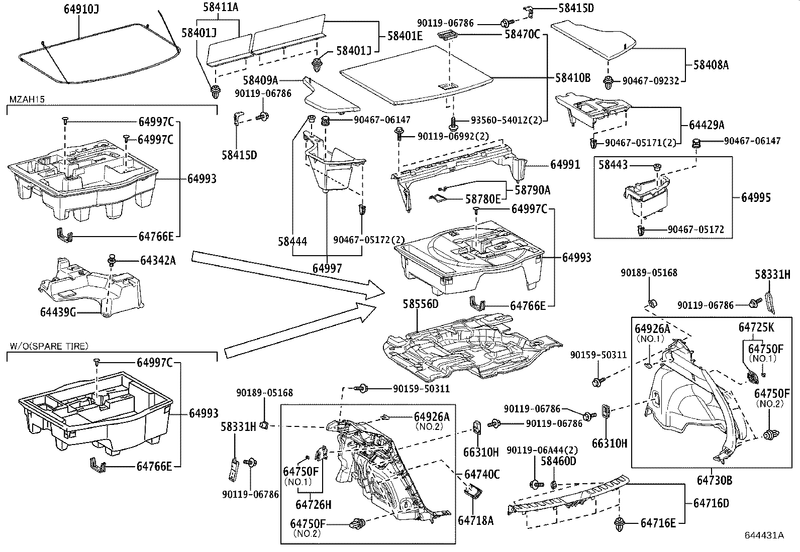 58331-76010 BRACKET, LUGGAGE COMPARTMENT TRIM, NO.1 product image