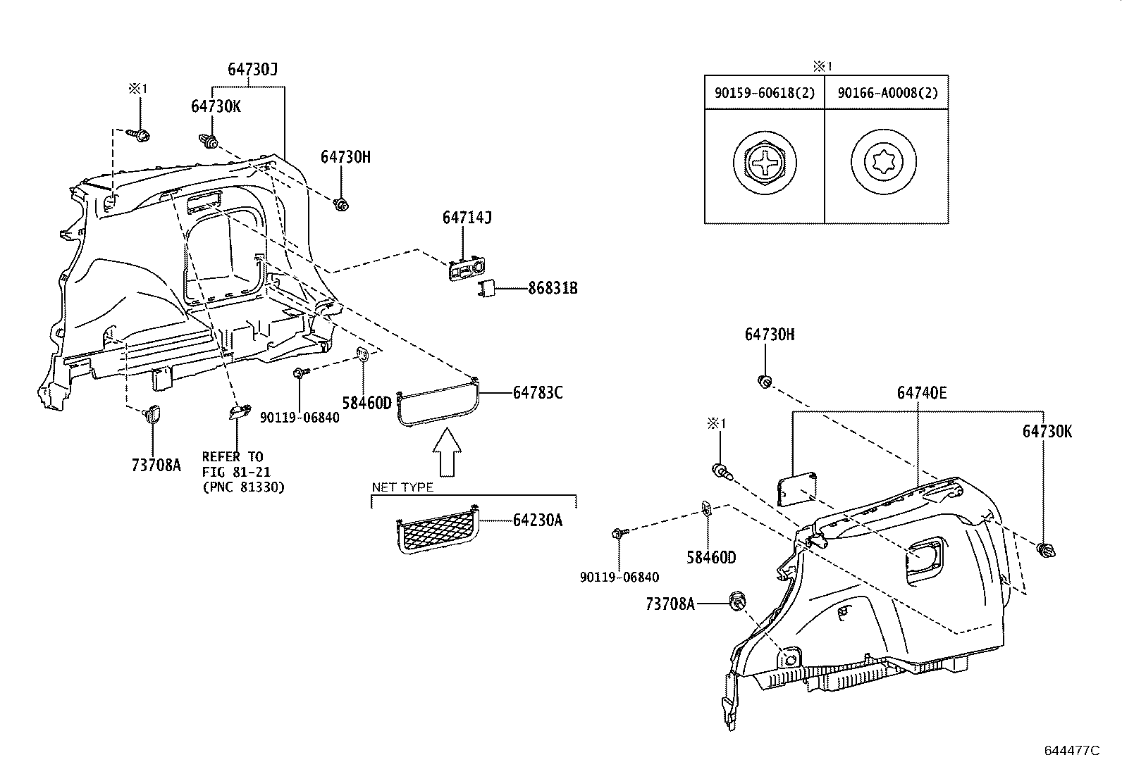 Toyota 90467-A0042 CLIP, REAR FLOOR FINISH PLATE