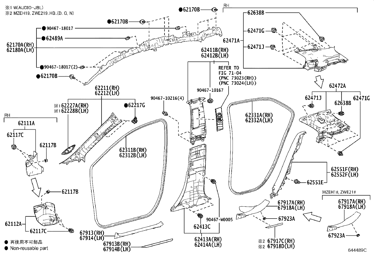 62170-02440 AIR BAG ASSY, CURTAIN SHIELD, RH product image