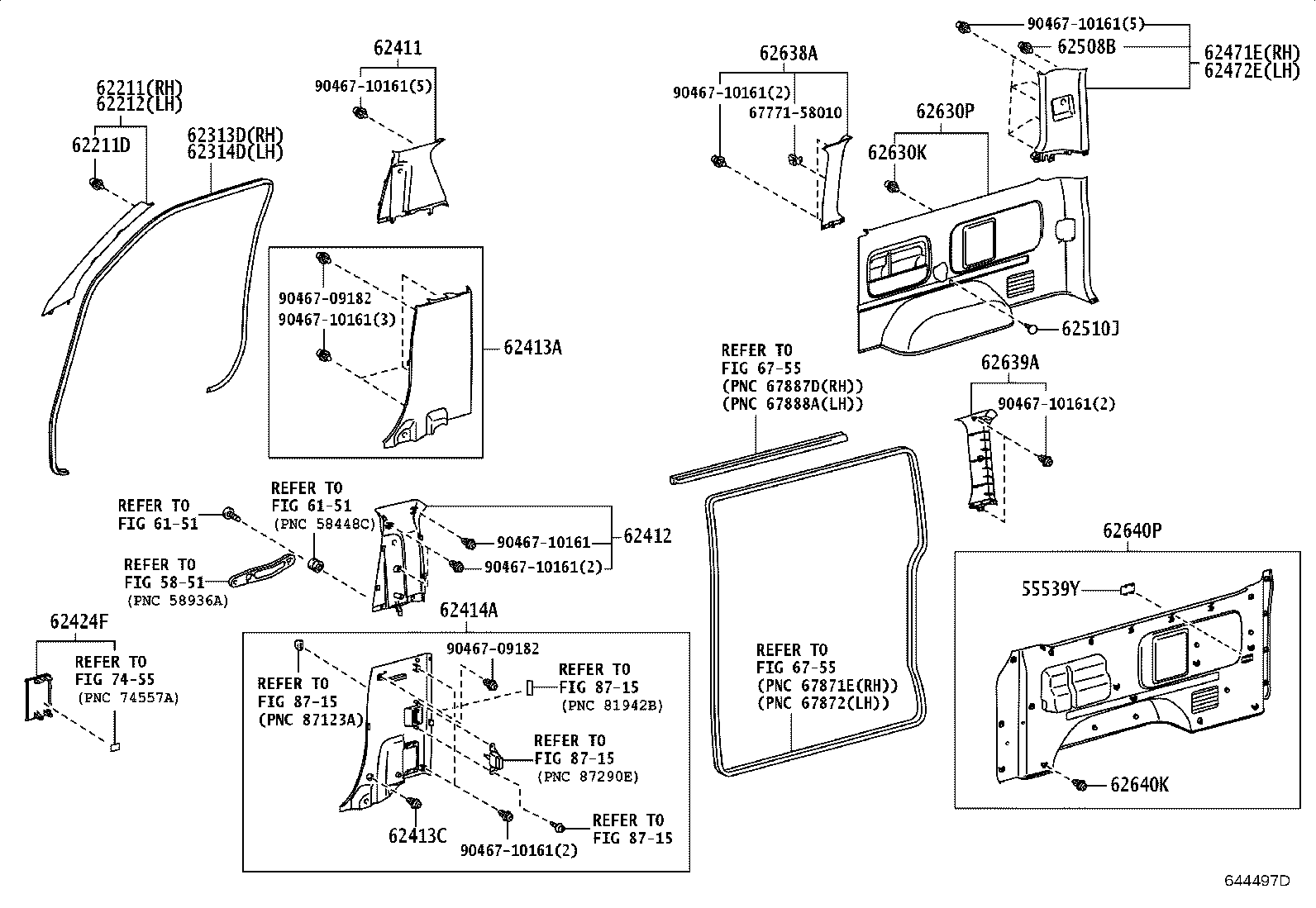 62638-26140 GARNISH, QUARTER PILLAR, RH product image