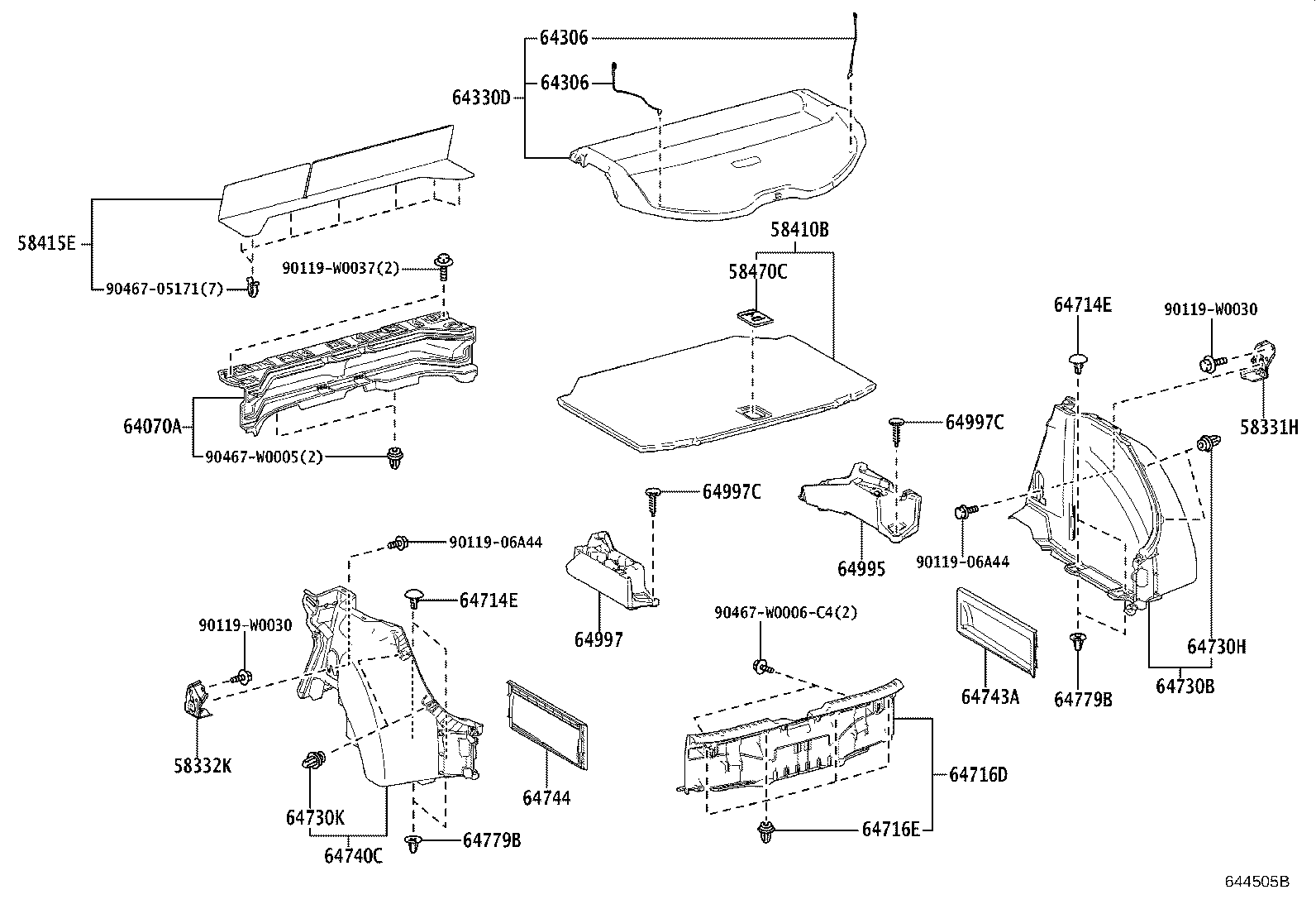 64306-02080 SUSPENDER SUB-ASSY, PACKAGE TRAY TRIM product image