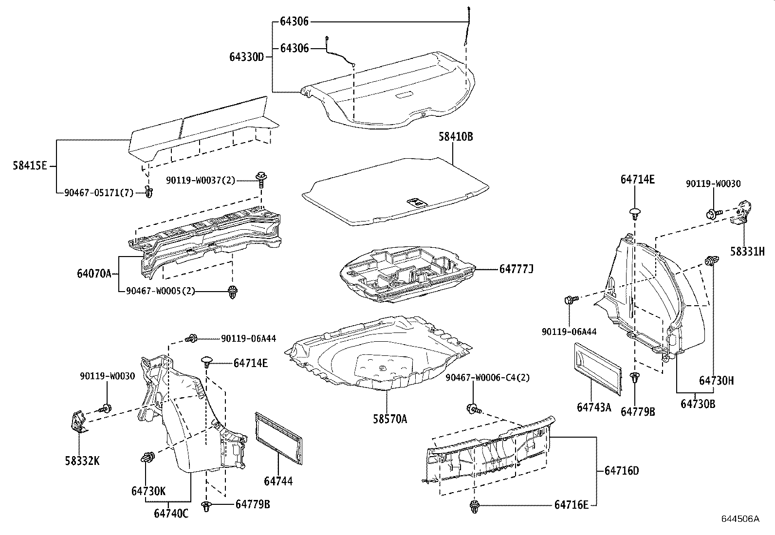 64306-02080 SUSPENDER SUB-ASSY, PACKAGE TRAY TRIM product image