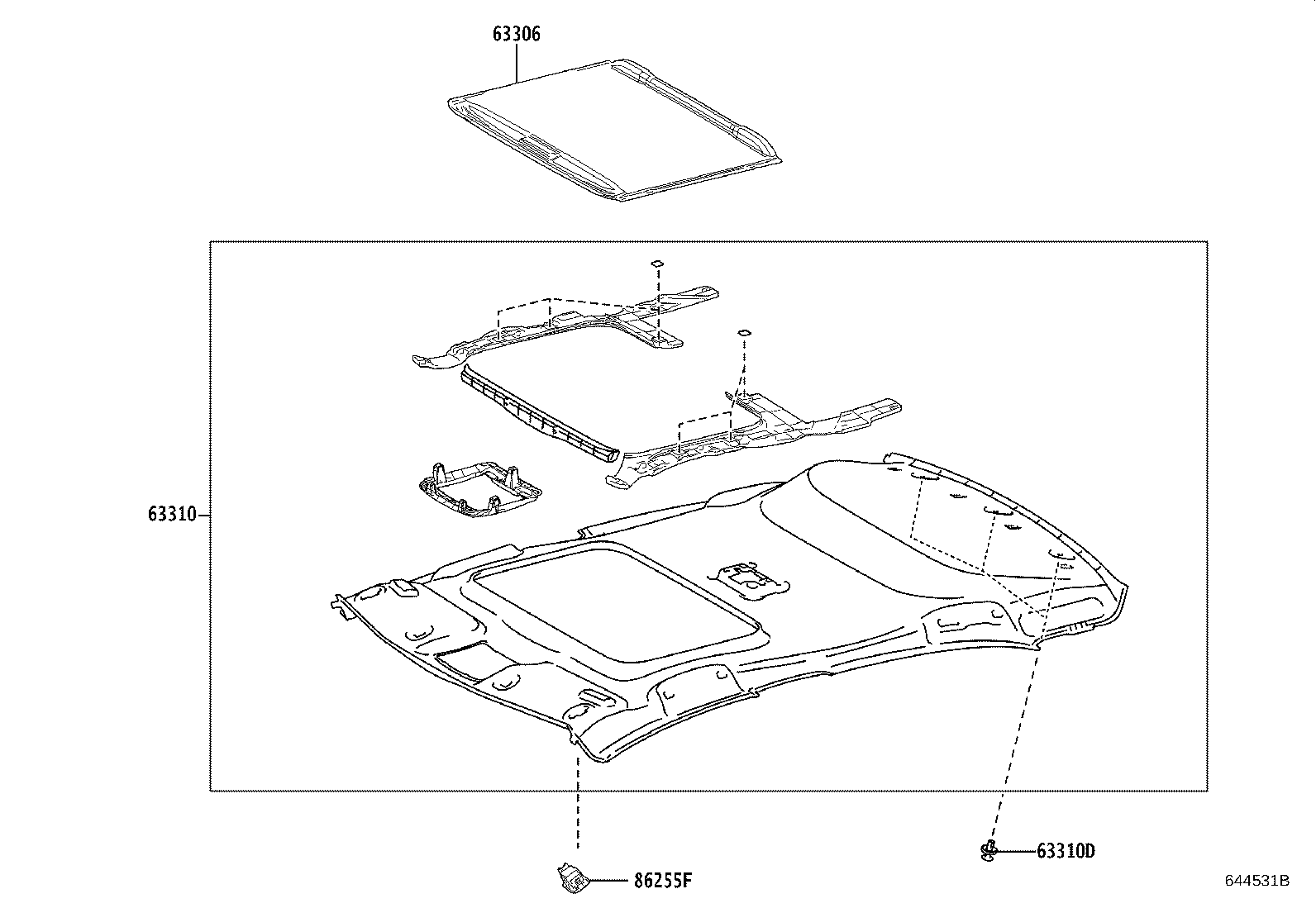 Toyota 63352-02030 PAD, ROOF HEADLINING, NO.2