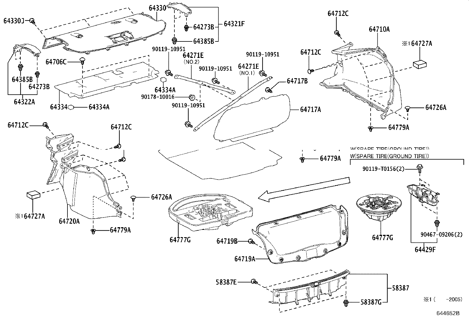 64429-02050 BOX, LUGGAGE COMPARTMENT TRIM product image