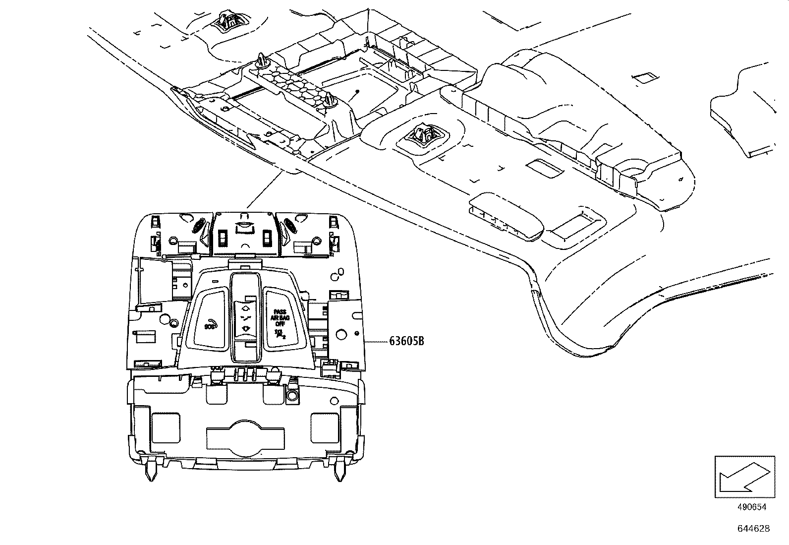 90118-WA398 SUPPORT, ROOF HEADLINING product image