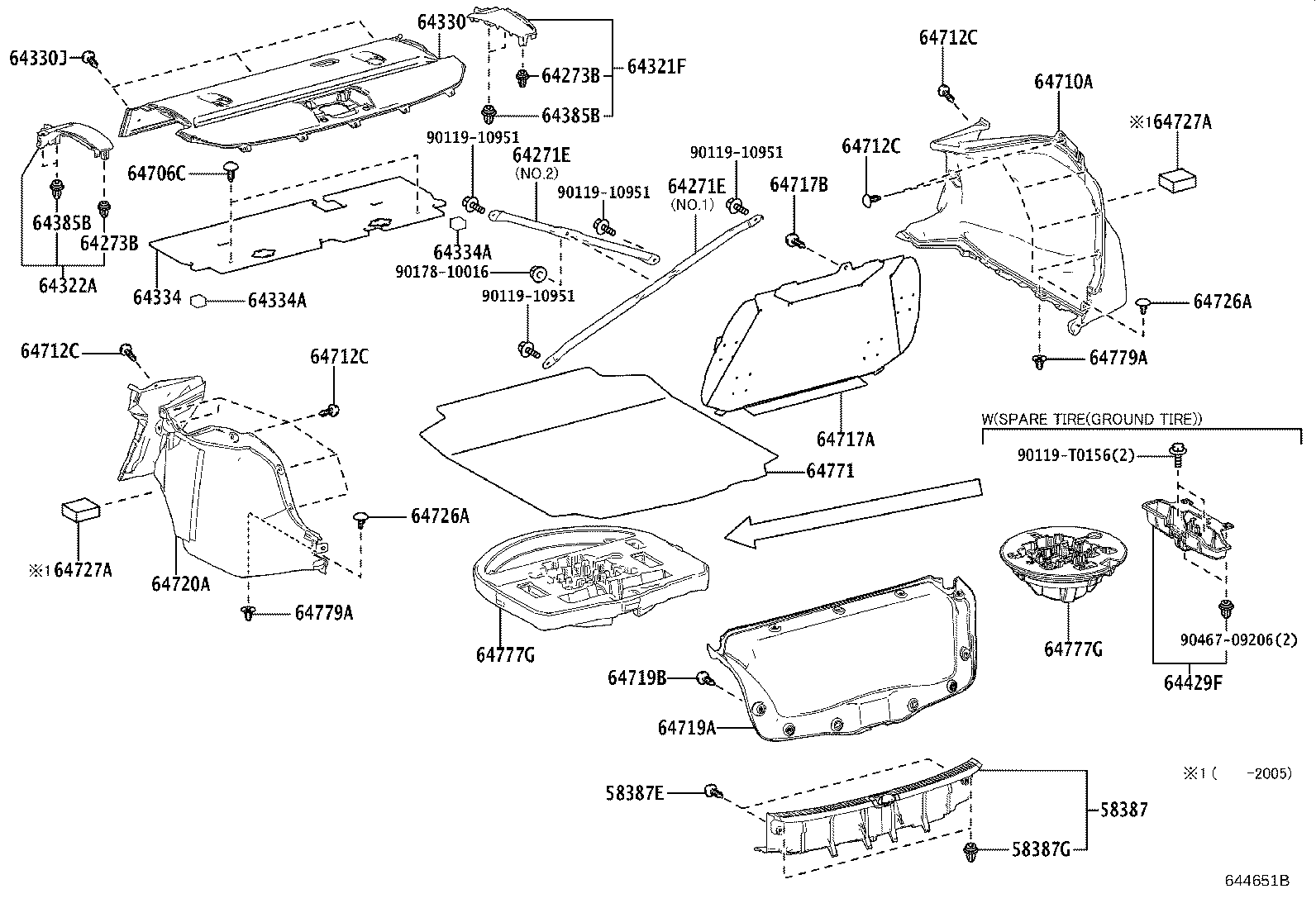 64429-02050 BOX, LUGGAGE COMPARTMENT TRIM product image