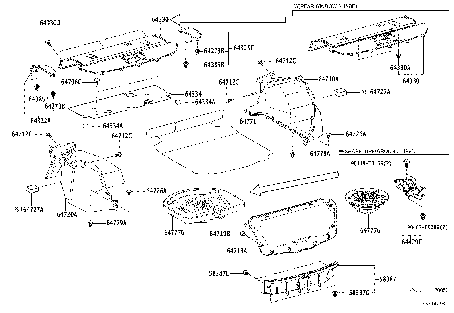 64429-02050 BOX, LUGGAGE COMPARTMENT TRIM product image