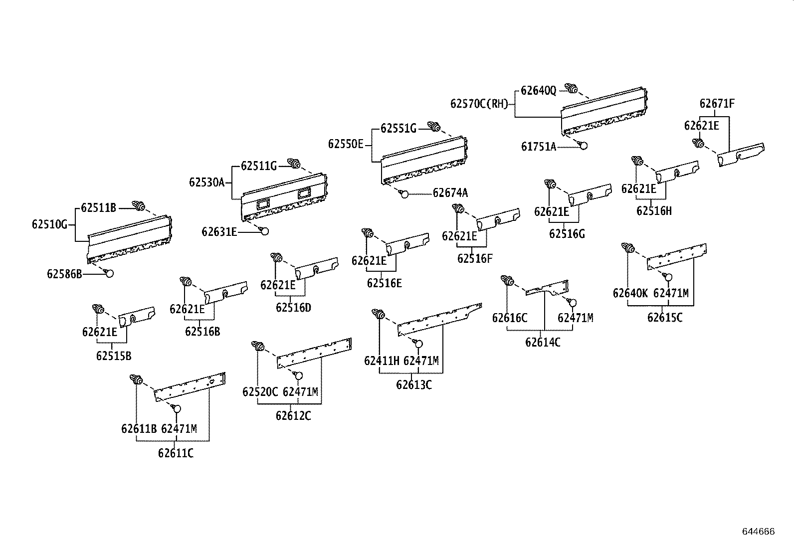 61653-36040 BRACKET, DECK SIDE TRIM, RH product image