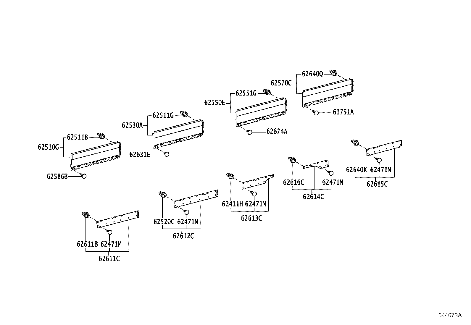 61655-36040 BRACKET, DECK SIDE TRIM LOWER, NO.3 product image