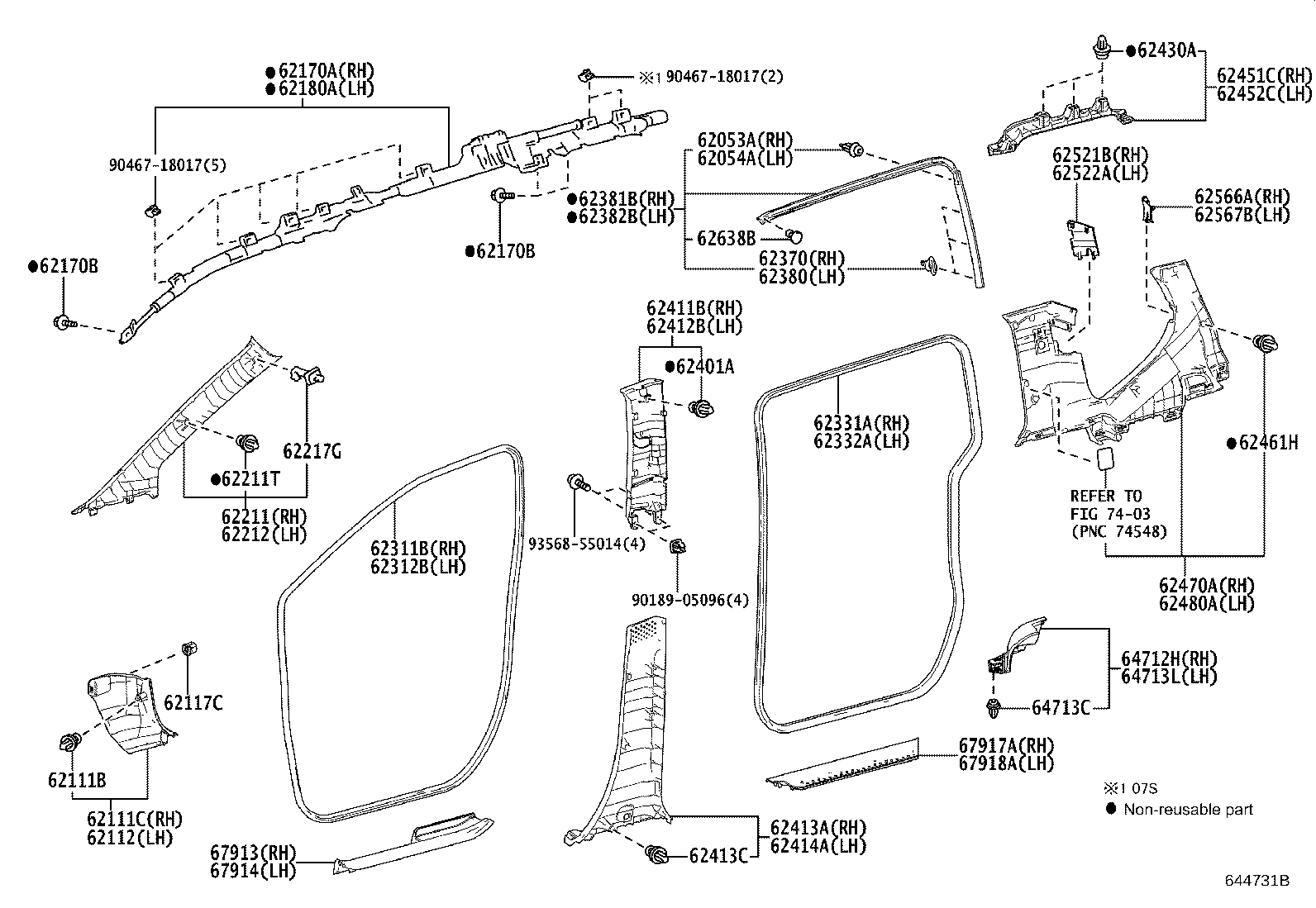 62170-52210 AIR BAG ASSY, CURTAIN SHIELD, RH product image