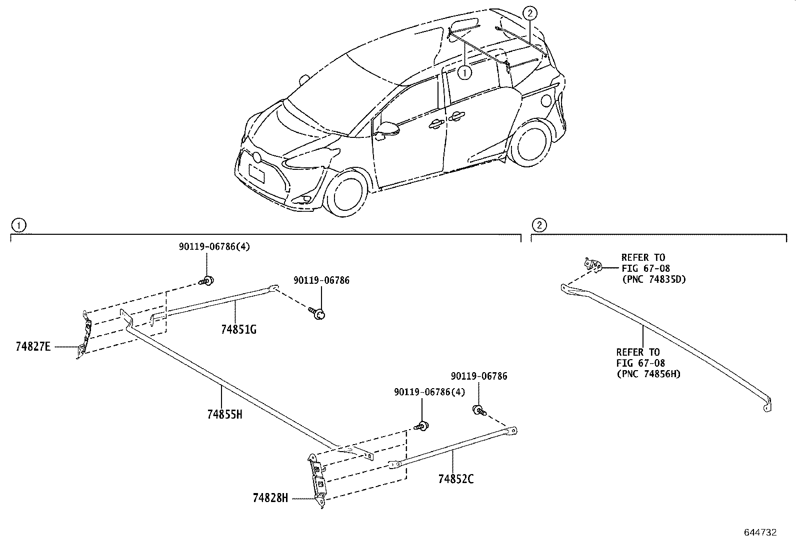 62170-52210 AIR BAG ASSY, CURTAIN SHIELD, RH product image
